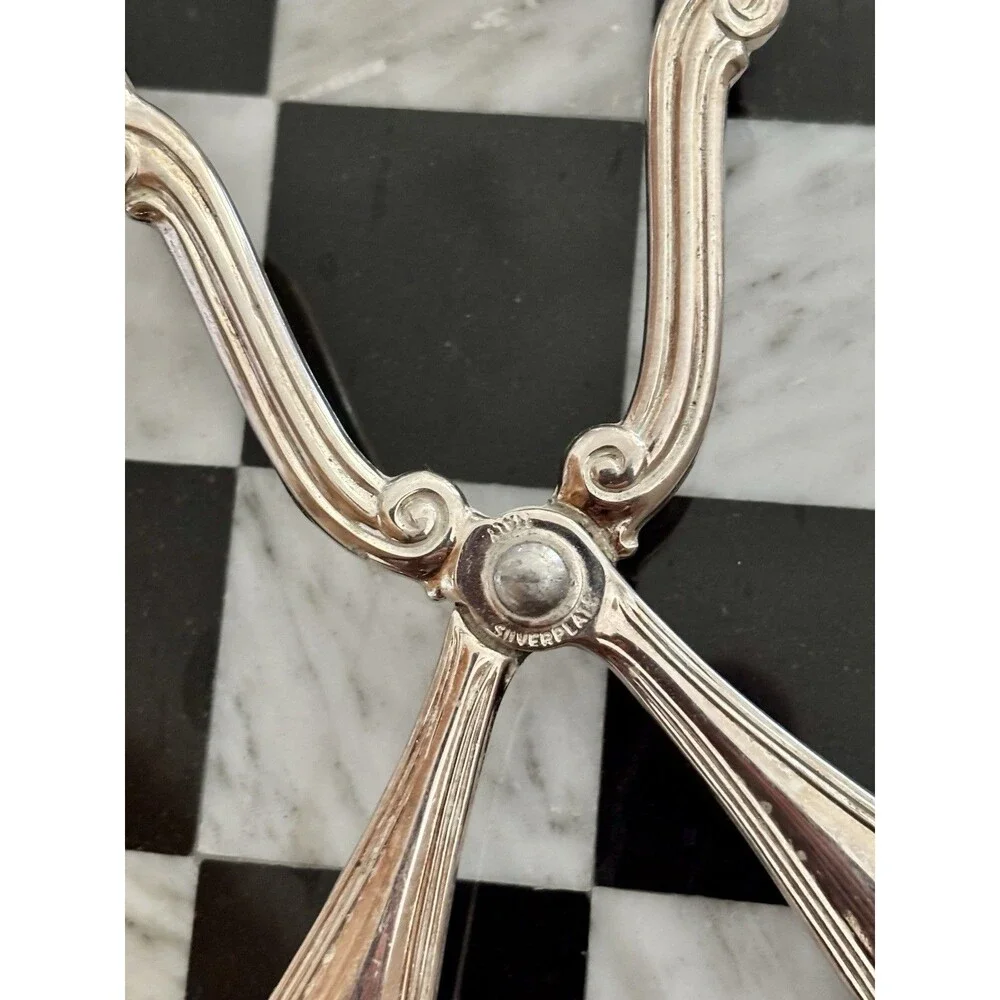 Gotham Heritage Vintage Silver Plated Serving Tongs Made In Italy 10”